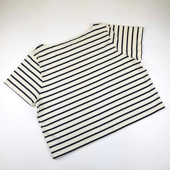 Madewell Striped Embroidered Staycation Crop Tee Size Large - Picture 12 of 12